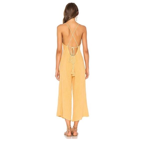 Jen’s Pirate Booty Gozzo Yellow Jumpsuit XS Halter Crop Wide Leg Terry Cloth - Picture 14 of 14